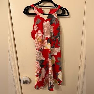 Red floral Trixxi dress size large zipper closure, thick material, worn once